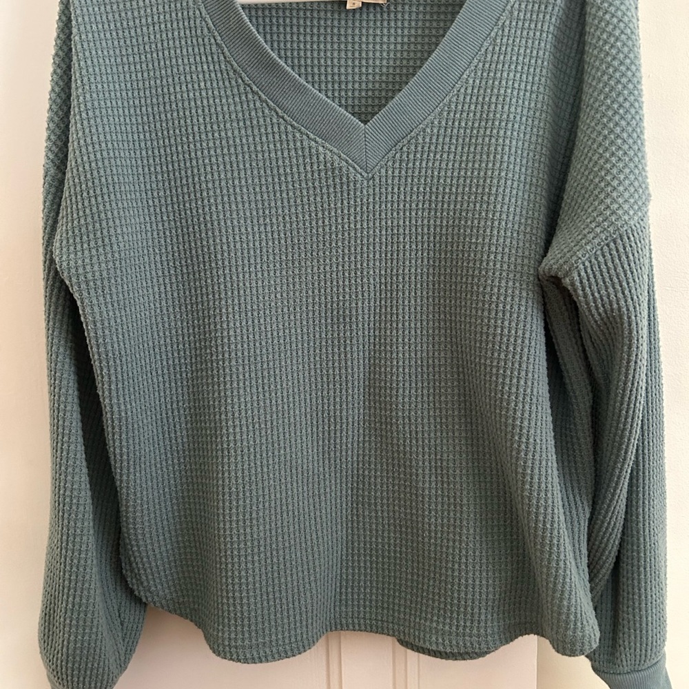 Madewell V-Neck Waffle Knit Sweater - Teal